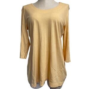 Peruvian Connection Yellow Pima Cotton Tunic Top 3/4 Sleeve M